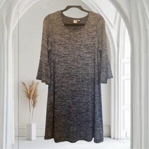 GAP Heather Gray Midi Dress 3/4 Bell‎ Sleeve